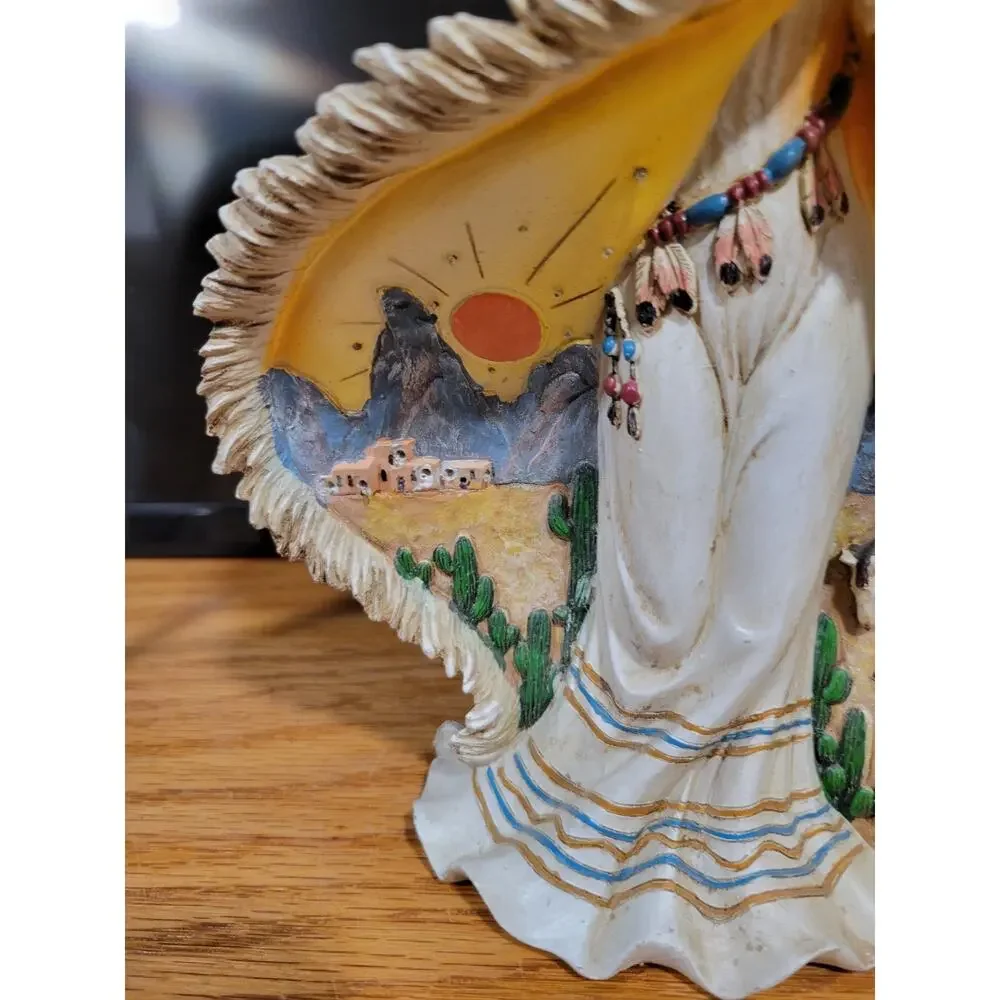 Native American light up Indian WOMAN Statue Resin vtg Western - Picture 3 of 12